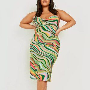 Boohoo Plus Abstract Print Midi Dress Size 20